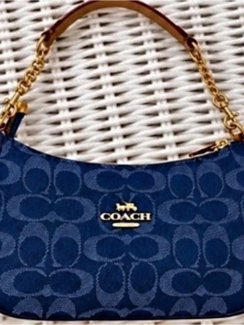 Coach Blue Denim& CaramelSignature Shoulder Bag/Crossbody